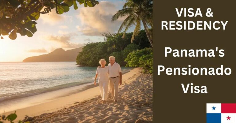 Is Panama's Pensionado Visa for Retirees Right for You? Retired couple enjoying a serene sunset walk on a Panamanian beach, epitomizing tranquility.