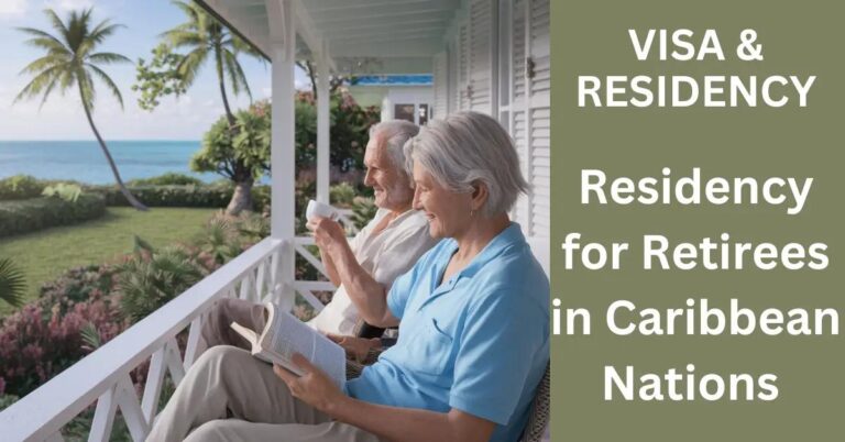 Elderly couple enjoying a tranquil morning on a sunny Caribbean veranda.