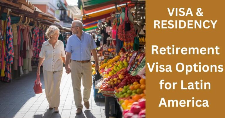 Retired couple joyfully exploring vibrant Latin American market, surrounded by colorful culture and architecture.