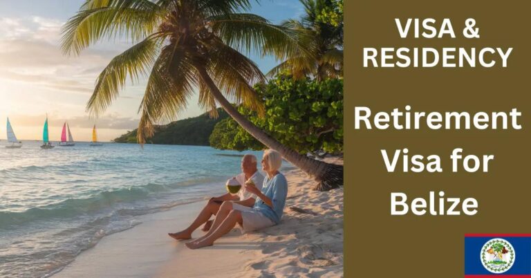 A retired couple relaxes under a palm tree, enjoying coconut water on a Belize beach.