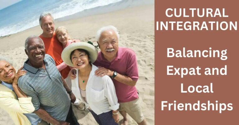 Balancing Expat and Local Friendships: Is It Possible? A diverse group enjoys lively conversation in a multicultural city square café setting.