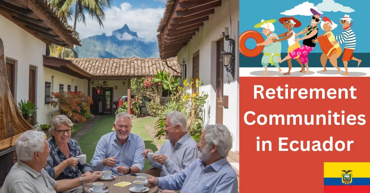 Retired ex-pats enjoy coffee, conversation in vibrant Ecuadorian courtyard with Andes backdrop.