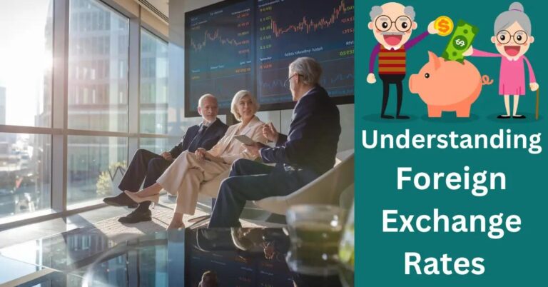 Understanding Foreign Exchange Rates: Key for Retirement? Retiree couple discussing foreign exchange rates with advisor in sleek, sunlit office setting.