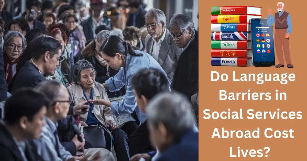 A diverse group faces communication challenges in a tense, bustling social services center.