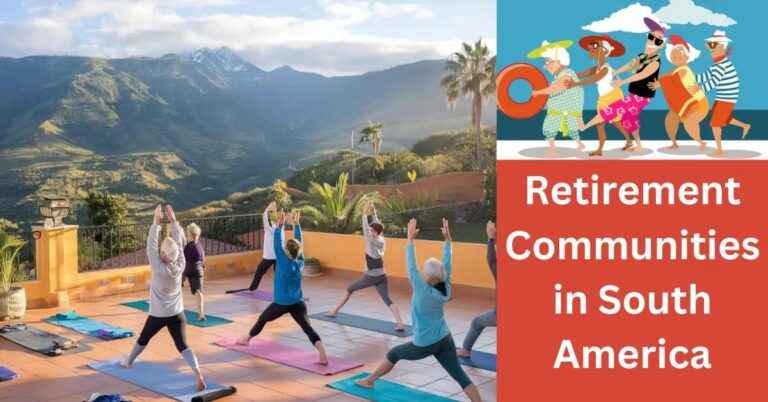 Retirees practicing yoga on a vibrant terrace with stunning Andes Mountain backdrop in South America.