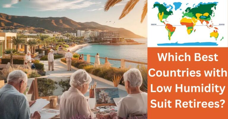 Which Best Countries with Low Humidity Suit Retirees? Retirees enjoy leisurely activities by the sea in a picturesque coastal town.
